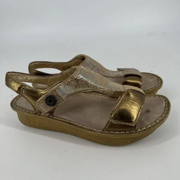 Alegria Sandals Women’s 9 gold  leather slip on slide comfort beach kendra - Picture 2 of 7